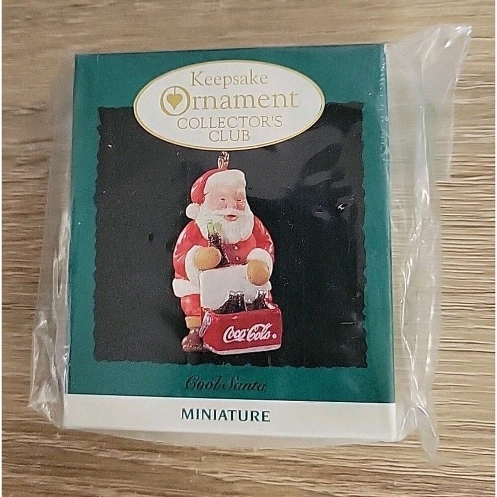 SEALED NEW! Coca-Cola 1993 Hallmark Cool Santa Mini Ornament Collectors Club